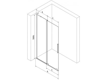 MEXEN/S - Velar L Sprchová zástěna posuvná Walk-in 100 x 200 cm, transparent 8 mm, grafit kartáčovaná 871-100-003-03-66