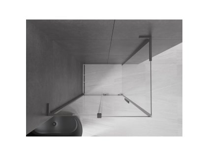 MEXEN/S - Velar L sprchový kout, posuvné dveře 100 x 110 cm, transparent, grafit kartáčovaná - 871-100-110-03-65 871-100-110-03-66