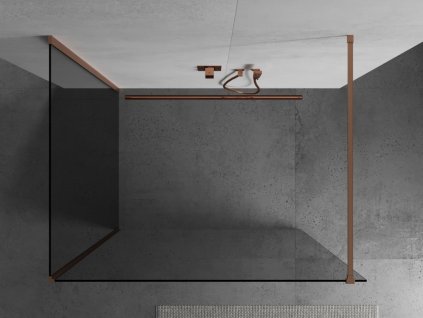 MEXEN/S - Kioto Sprchová zástěna WALK-IN 100 x 70 cm, transparent, měď kartáčovaná 800-100-212-65-00-070