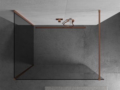 MEXEN/S - Kioto Sprchová zástěna WALK-IN 100 x 100 cm, transparent, měď kartáčovaná 800-100-212-65-00-100