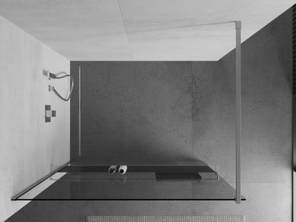 MEXEN/S - KIOTO Sprchová zástěna WALK-IN s poličkou a držákem ručníků 110 x 200, transparent 8 mm, chrom 800-110-121-01-00