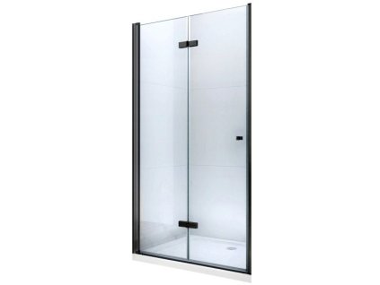 MEXEN - LIMA skládací dveře 90x190 cm 6mm, černé, transparent se stěnovým profilem 856-090-000-70-00