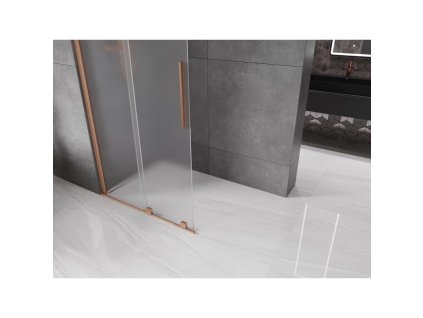 MEXEN/S - Velar Sprchová zástěna posuvná Walk-in 100 x 200 cm, dekor 8 mm, měď kartáčovaná 871-100-000-33-65