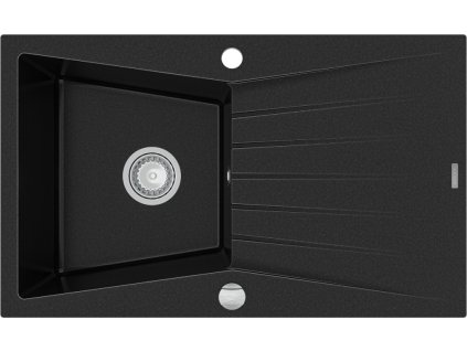 MEXEN - Cesar granitový dřez 1-mísa dřez s odkapávač 775x470 mm, černá 6514771010-77