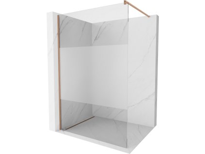 MEXEN/S - Kioto Sprchová zástěna WALK-IN 120 x 200, transparent/dekor 8 mm, měď kartáčovaná 800-120-101-65-35