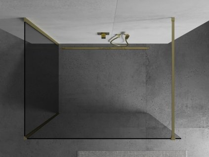 MEXEN/S - Kioto Sprchová zástěna WALK-IN 120 x 100 cm, transparent, zlatá kartáčovaná 800-120-212-55-00-100