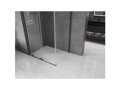 MEXEN/S - Velar sprchový kout, posuvné dveře 90 x 75 cm, transparent, grafit metal 871-090-075-01-95