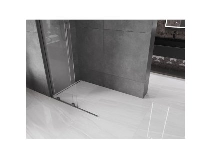 MEXEN/S - Velar Sprchová zástěna posuvná Walk-in 90 x 200 cm, transparent 8 mm, grafit metal 871-090-000-03-95