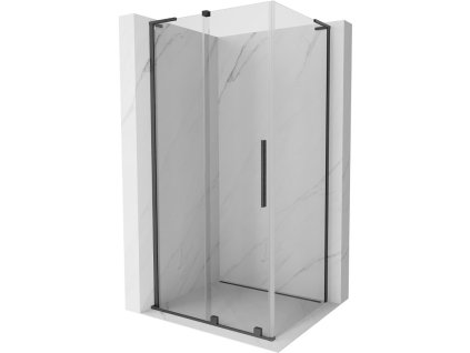 MEXEN/S - Velar L sprchový kout, posuvné dveře 90 x 110 cm, transparent, grafit kartáčovaná 871-090-110-03-66