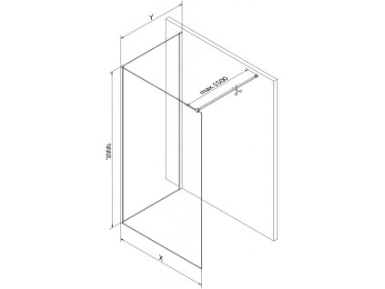 MEXEN/S - Kioto Sprchová zástěna WALK-IN 100 x 90 cm, transparent, měď kartáčovaná 800-100-212-65-00-090