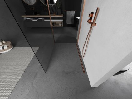 MEXEN/S - Kioto Sprchová zástěna WALK-IN 90 x 80 cm, transparent, měď kartáčovaná 800-090-212-65-00-080