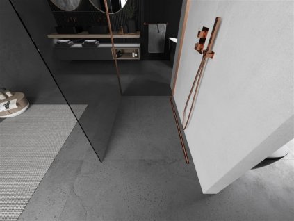 MEXEN/S - Kioto Sprchová zástěna WALK-IN 100 x 80 cm, transparent, měď kartáčovaná 800-100-212-65-00-080