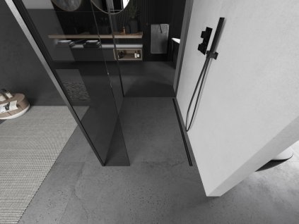 MEXEN/S - Kioto Sprchová zástěna WALK-IN 120 x 70 x 30 cm, transparent, grafit kartáčovaná 800-120-070-221-66-00-030
