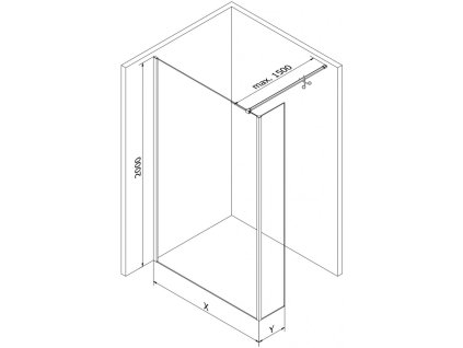 MEXEN/S - Kioto Sprchová zástěna WALK-IN 95 x 30 cm, transparent, grafit kartáčovaná 800-095-212-66-00-030