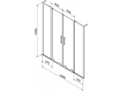 MEXEN/S - Velar L Duo dvoukřídlá posuvná vanová zástěna 160 x 150 cm, transparent, bílá 896-160-003-02-20