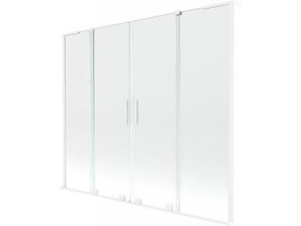 MEXEN/S - Velar L Duo dvoukřídlá posuvná vanová zástěna 200 x 150, transparent, bílá 896-200-003-02-20