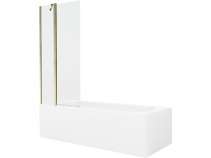 MEXEN/S - Vega obdélníková vana 160 x 70 cm s panelem + vanová zástěna 80 cm, transparent, zlatá 550116070X9408115000