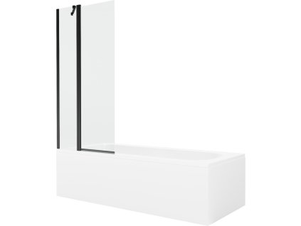MEXEN/S - Vega obdélníková vana 160 x 70 cm s panelem + vanová zástěna 80 cm, transparent, černá 550116070X9408117000