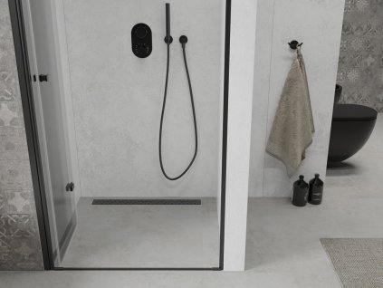 MEXEN - Lima sprchové dveře zalamovací 70, transparent, černá se stěnovým profilem 856-070-000-70-00