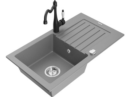 MEXEN/S - Pablo granitový dřez 1-miska včetně baterie Carla, šedá 6510-71-670700-70