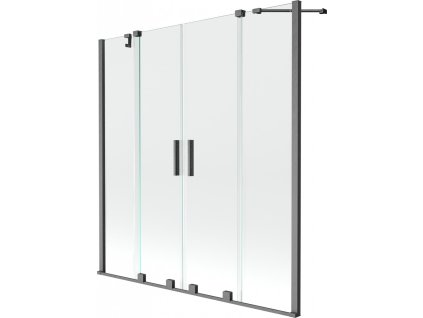 MEXEN/S - Velar Duo Dvoukřídlá posuvná vanová zástěna 150 x 150, transparent, grafit kartáčovaná 896-150-000-02-66