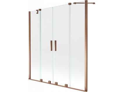 MEXEN/S - Velar Duo Dvoukřídlá posuvná vanová zástěna 150 x 150, transparent, růžové zlato 896-150-000-02-60