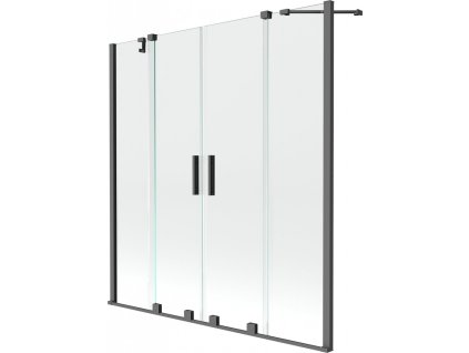 MEXEN/S - Velar Duo dvoukřídlá posuvná vanová zástěna 150 x 150 cm, transparent, grafit metal 896-150-000-02-95
