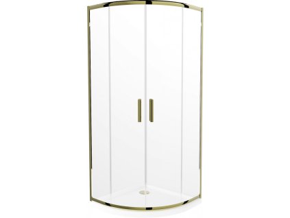 MEXEN/S - Rio sprchový kout čtvrtkruh 80x80, transparent, zlatá + bílá vanička se sifonem 863-080-080-50-00-4110G