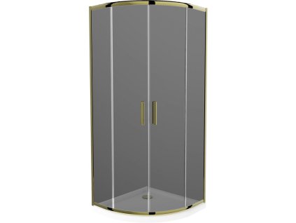 MEXEN/S - Rio sprchový kout čtvrtkruh 80x80, grafit, zlatá + bílá vanička se sifonem 863-080-080-50-40-4110G