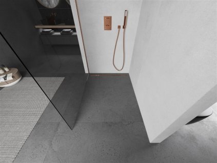 MEXEN/S - Kioto Sprchová zástěna WALK-IN 105 x 200, transparent 8 mm, měď kartáčovaná 800-105-101-65-00