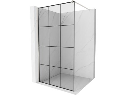 MEXEN/S - Kioto Sprchová zástěna WALK-IN 110 x 200, černý vzor 8 mm, nikl kartáčovaná 800-110-101-97-77