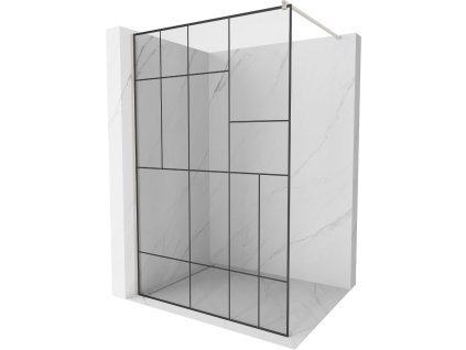 MEXEN/S - Kioto Sprchová zástěna WALK-IN 120 x 200, černý vzor 8 mm, nikl kartáčovaná 800-120-101-97-78