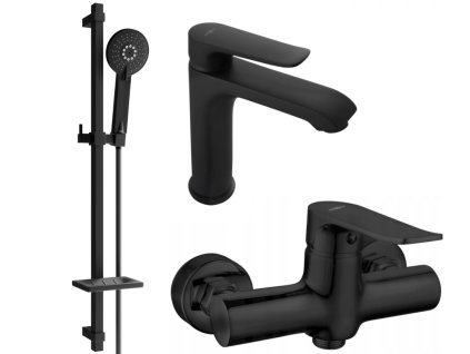 MEXEN/S - Pecos DQ40 SET umyvadlová baterie + sprchová s příslušenstvím , černá 72704DQ40-70