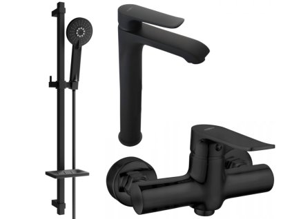 MEXEN/S - Pecos DQ40 SET umyvadlová baterie + sprchová s příslušenstvím , černá 72714DQ40-70