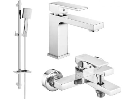 MEXEN/S - Uno DQ45 SET umyvadlová baterie + vanová s příslušenstvím, chrom 71403DQ45-00