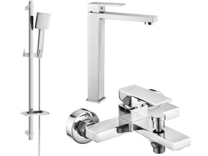 MEXEN/S - Uno DQ45 SET umyvadlová baterie + vanová s příslušenstvím, chrom 71413DQ45-00