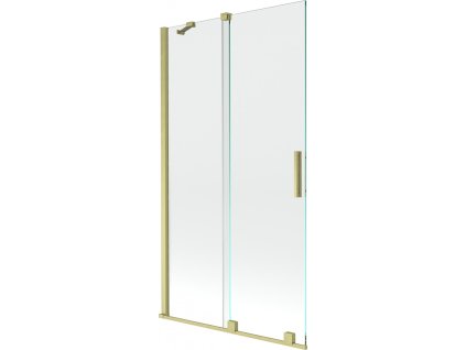 MEXEN/S - Velar Dvoukřídlá posuvná vanová zástěna 100 x 150, transparent, zlatá kartáčovaná 896-100-000-01-55