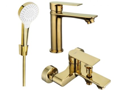 MEXEN/S - Mexen Royo R05 Set umyvadlové a vanové baterie s příslušenstvím zlata 72203R05-50