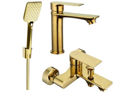 MEXEN/S - Mexen Royo R62 Set umyvadlové a vanové baterie s příslušenstvím zlata 72203R62-50
