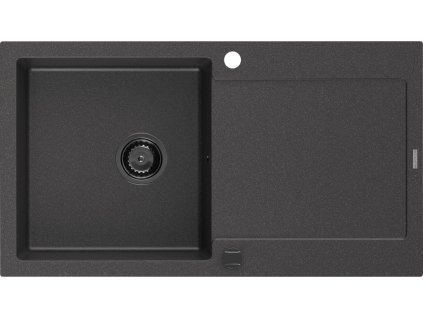 MEXEN/S - Leo granitový dřez 1 s odkapávačem 900x500 mm, černá kropenatá,+ sifon grafit 6501901010-76-B