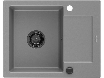 MEXEN/S - Enzo granitový dřez 1 s odkapávačem 576 x 465 mm, šedá, + sifon grafit 6506571005-71-B