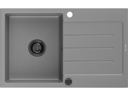 MEXEN/S - Bruno granitový dřez 1 s odkapávačem 795 x 495 mm, šedá, + sifon grafit 6513791010-71-B