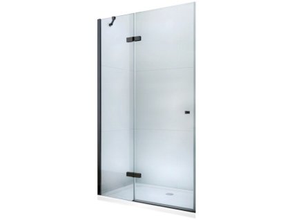 MEXEN - ROMA křídlové dveře 100x190 cm 6mm, černé, transparent se stěnovým profilem 854-100-000-70-00