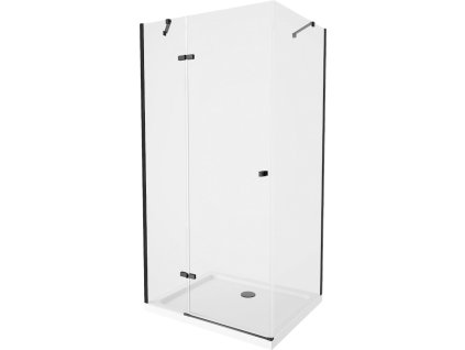 MEXEN/S - Roma sprchový kout 90x100, transparent, černá + bílá vanička se sifonem 854-090-100-70-00-4010B