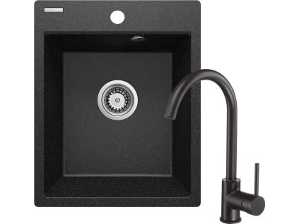 DEANTE - Corio graphite Granitový dřez s baterií, 1-miska ZRCB2103