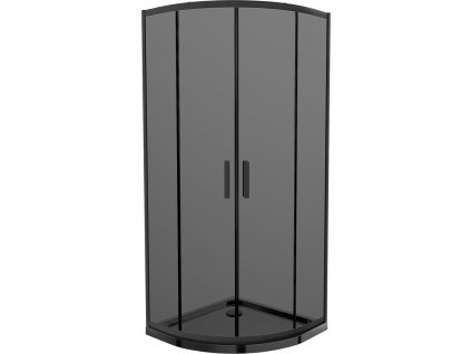 MEXEN/S - Rio sprchový kout čtvrtkruh 90x90, grafit, černá + černá vanička se sifonem 863-090-090-70-40-4170B