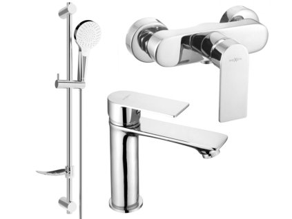 MEXEN/S - Royo DF05 Set umyvadlové a sprchové baterie s příslušenstvím, chrom 72204DF05-00