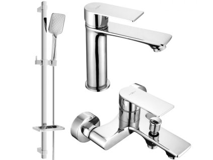 MEXEN/S - Royo DQ62 Set umyvadlové a vanové baterie s příslušenstvím, chrom 72203DQ62-00