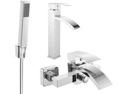 MEXEN/S - Libra R77 Set umyvadlové a vanové baterie s příslušenstvím, chrom 745113R77-00