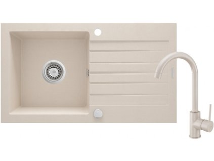 DEANTE - Zorba grafit - Granitový dřez včetně baterie, 1 - bowl s odkapávačem ZQZV5113